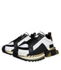 Dolce & Gabbana White Gold Black Leather SUPER KING Sneakers Shoes