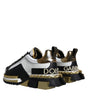 Dolce & Gabbana White Gold Black Leather SUPER KING Sneakers Shoes