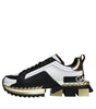 Dolce & Gabbana White Gold Black Leather SUPER KING Sneakers Shoes