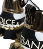 Dolce & Gabbana White Gold Black Leather SUPER KING Sneakers Shoes