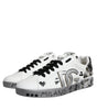 Dolce & Gabbana White Silver Crystal Logo Portofino Sneakers Shoes