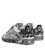 Dolce & Gabbana White Silver Crystal Logo Portofino Sneakers Shoes