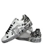 Dolce & Gabbana White Silver Crystal Logo Portofino Sneakers Shoes