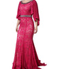 Dolce & Gabbana Pink Lace Crystal Sheath Long Gown Dress