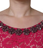 Dolce & Gabbana Pink Lace Crystal Sheath Long Gown Dress