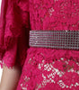 Dolce & Gabbana Pink Lace Crystal Sheath Long Gown Dress