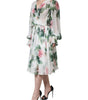 Dolce & Gabbana White Silk Floral Print A-line Midi Dress