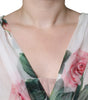 Dolce & Gabbana White Silk Floral Print A-line Midi Dress
