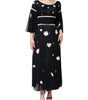 Dolce & Gabbana Black Silk Daisy A-line Long Maxi Dress
