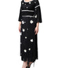 Dolce & Gabbana Black Silk Daisy A-line Long Maxi Dress