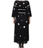 Dolce & Gabbana Black Silk Daisy A-line Long Maxi Dress