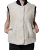 Burberry White WARRENFORD Shearling Leather Vest Coat Jacket