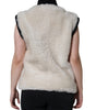 Burberry White WARRENFORD Shearling Leather Vest Coat Jacket
