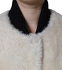 Burberry White WARRENFORD Shearling Leather Vest Coat Jacket