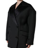 Dolce & Gabbana Black Polyester Double Breasted Coat Jacket