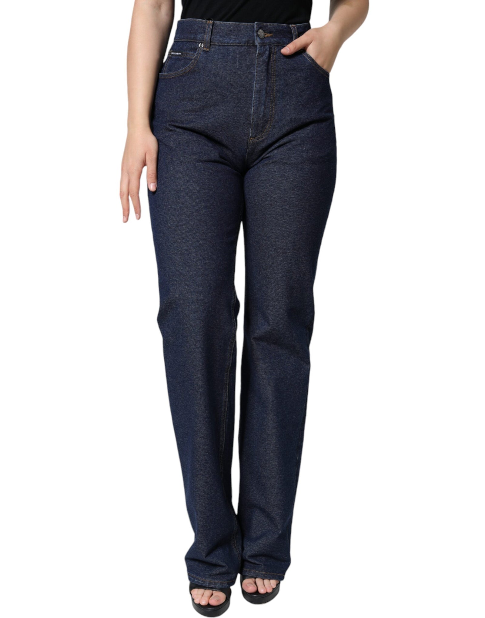 Dolce &amp; Gabbana Dark Blue Cotton Stretch Straight Denim Jeans