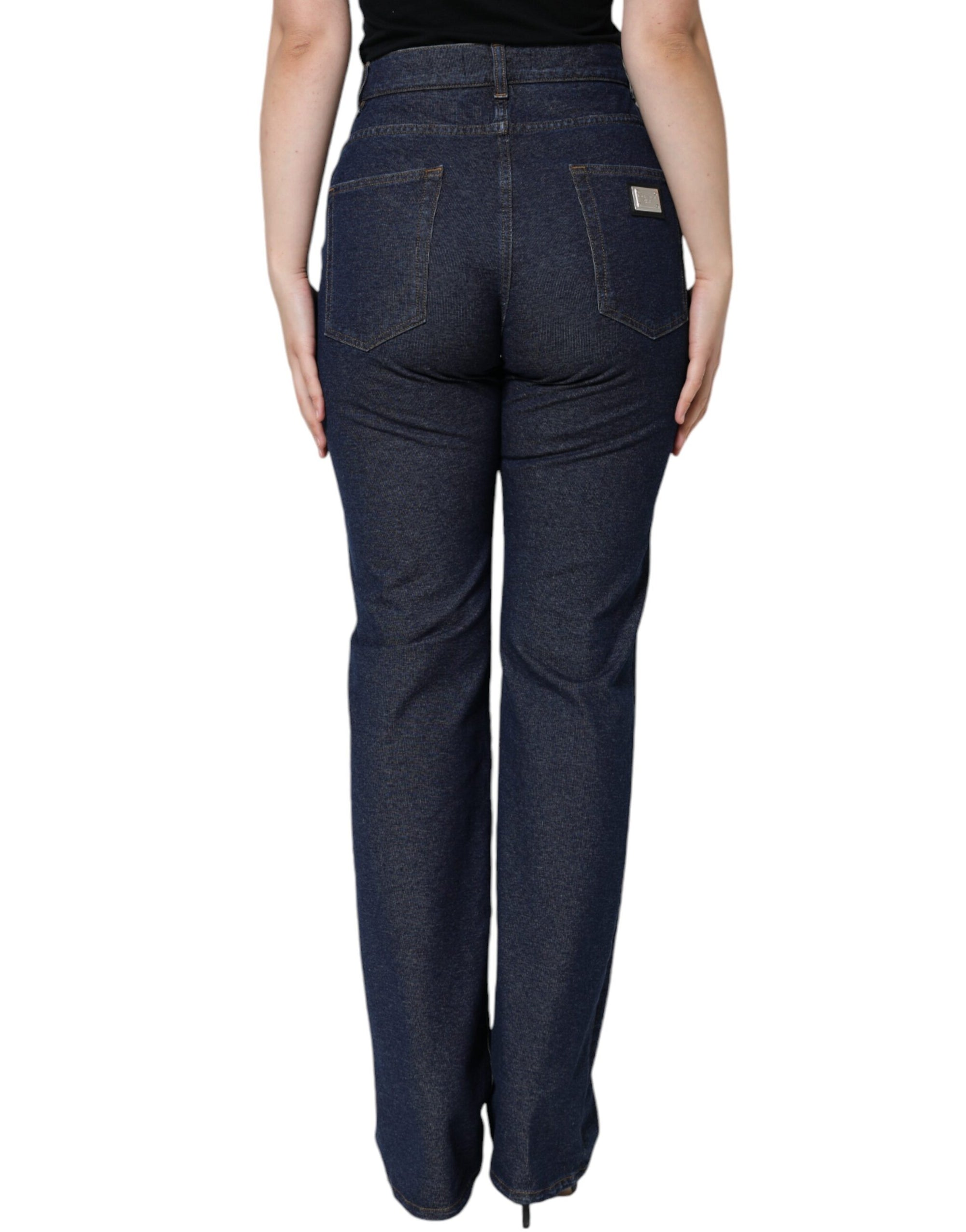 Dolce &amp; Gabbana Dark Blue Cotton Stretch Straight Denim Jeans