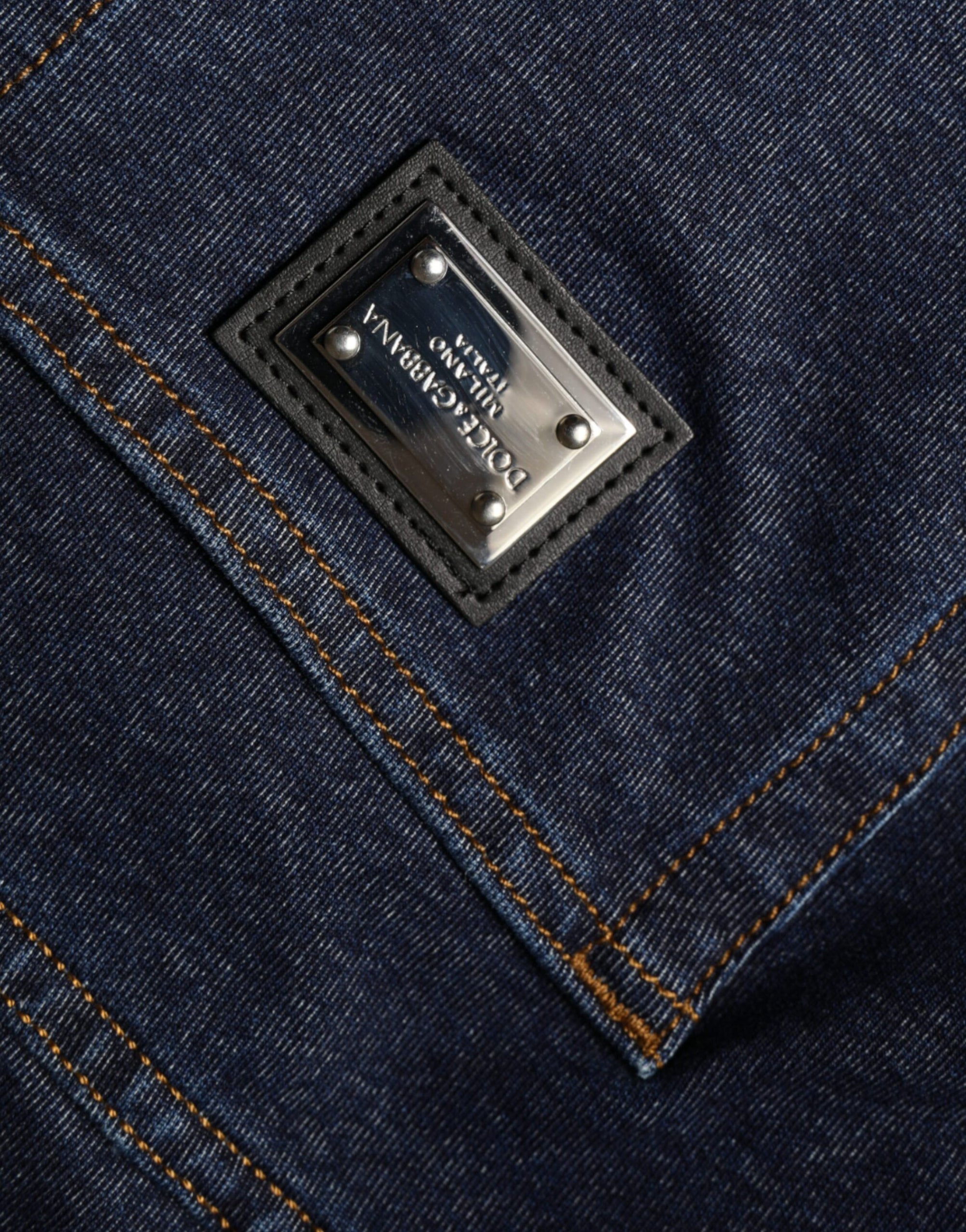 Dolce &amp; Gabbana Dark Blue Cotton Stretch Straight Denim Jeans