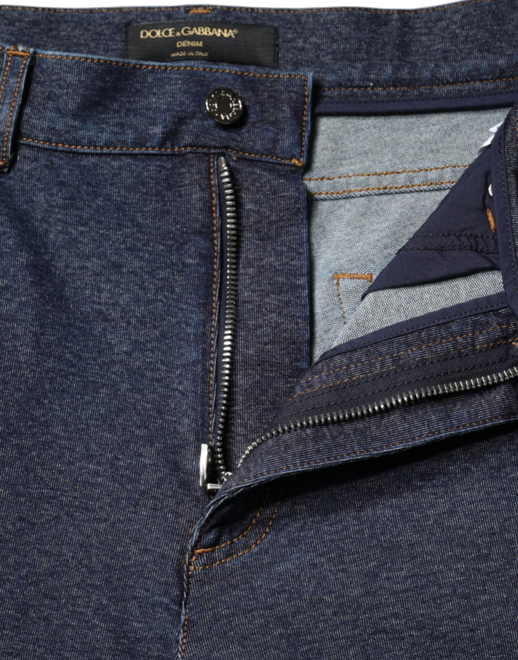 Dolce &amp; Gabbana Dark Blue Cotton Stretch Straight Denim Jeans