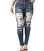 Dolce &amp; Gabbana Blue Cotton Stretch Tattered Skinny Jeans