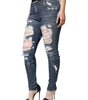 Dolce &amp; Gabbana Blue Cotton Stretch Tattered Skinny Jeans
