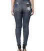 Dolce &amp; Gabbana Blue Cotton Stretch Tattered Skinny Jeans
