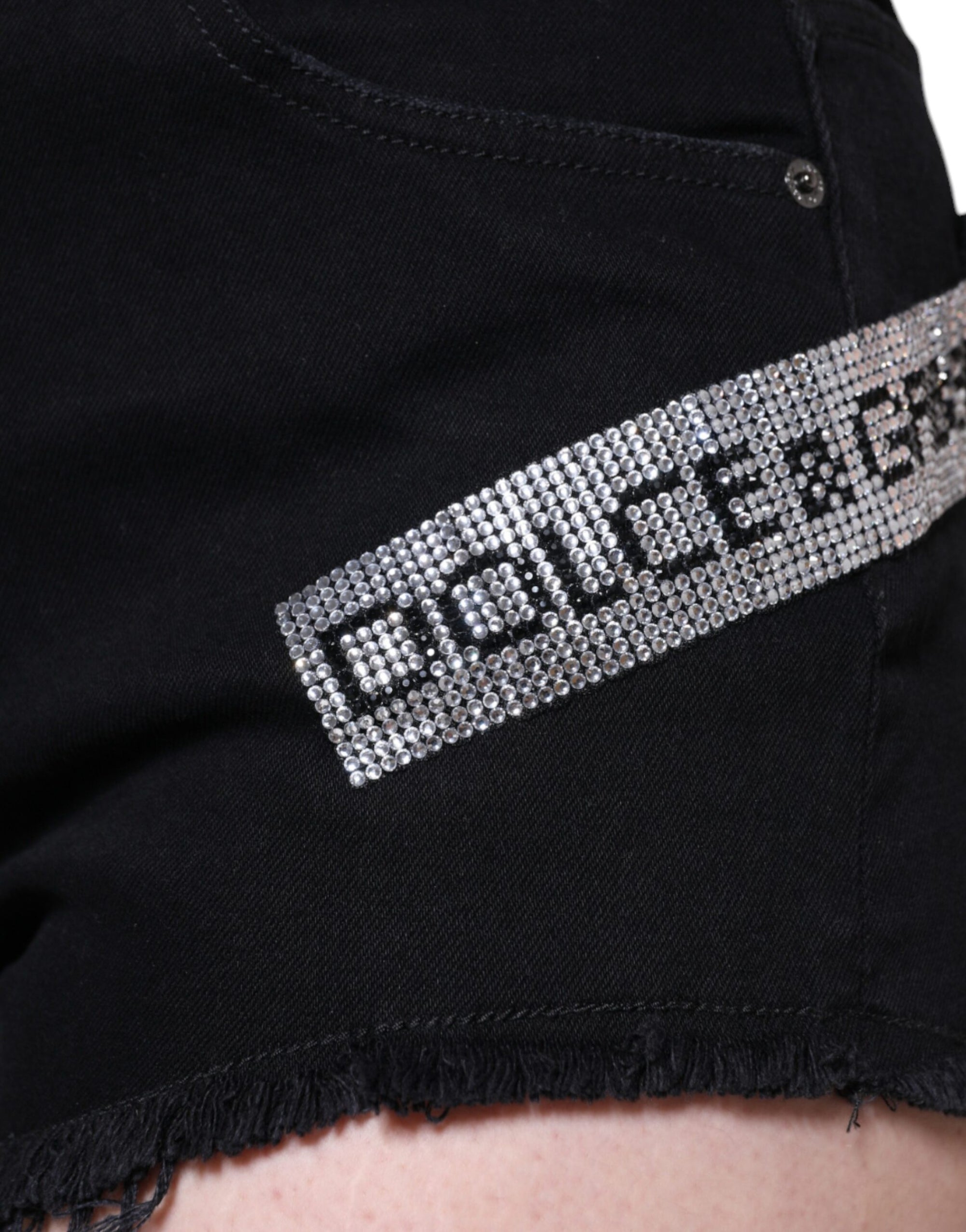 Short en coton stretch noir Dolce & Gabbana avec strass