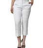Dolce &amp; Gabbana White Floral Brocade Cotton Cropped Pants