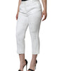 Dolce &amp; Gabbana White Floral Brocade Cotton Cropped Pants