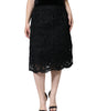 Dolce & Gabbana Black Floral Lace High Waist Pencil Cut Skirt