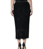 Dolce & Gabbana Black Embellished Pencil Cut Midi Skirt
