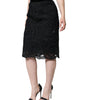 Dolce & Gabbana Black Floral Lace HighWaist Pencil Cut Skirt
