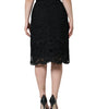 Dolce & Gabbana Black Floral Lace HighWaist Pencil Cut Skirt