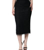 Dolce & Gabbana Black Virgin Wool Pencil Cut Midi Skirt
