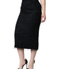 Dolce & Gabbana Black Virgin Wool Pencil Cut Midi Skirt
