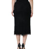 Dolce & Gabbana Black Virgin Wool Pencil Cut Midi Skirt