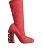 Dolce & Gabbana Pink Crystal Lurex Fantasy High Boots Shoes