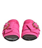 Dolce & Gabbana Pink Black Crystal Slides Sandals Shoes