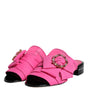 Dolce & Gabbana Pink Black Crystal Slides Sandals Shoes