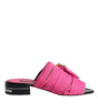 Dolce & Gabbana Pink Black Crystal Slides Sandals Shoes
