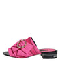 Dolce & Gabbana Pink Black Crystal Slides Sandals Shoes
