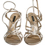 Dolce & Gabbana Beige Leather Stiletto Heels Sandals Shoes