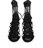 Dolce & Gabbana Black Tulle Stretch Heels Sandals Shoes