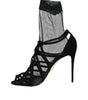 Dolce & Gabbana Black Tulle Stretch Heels Sandals Shoes