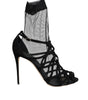 Dolce & Gabbana Black Tulle Stretch Heels Sandals Shoes