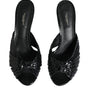 Dolce & Gabbana Black Leather Heels Slides Sandals Shoes