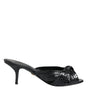 Dolce & Gabbana Black Leather Heels Slides Sandals Shoes