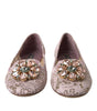 Dolce & Gabbana Pink Lace Crystal Ballet Flats Loafers Shoes