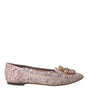 Dolce & Gabbana Pink Lace Crystal Ballet Flats Loafers Shoes