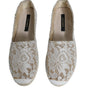 Dolce & Gabbana White Lace Viscose Espadrilles Flats Shoes